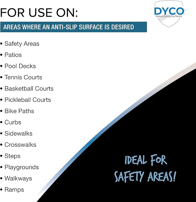 DYCO Court & Floor Anti-Slip Coating - Slip-Resistant Pavement, Cement & Concrete Paint for Pickleball, Tennis & Basketball Courts, Exceeds ADA Standards for Safety Areas (Stone Gray, 5 Gallons)