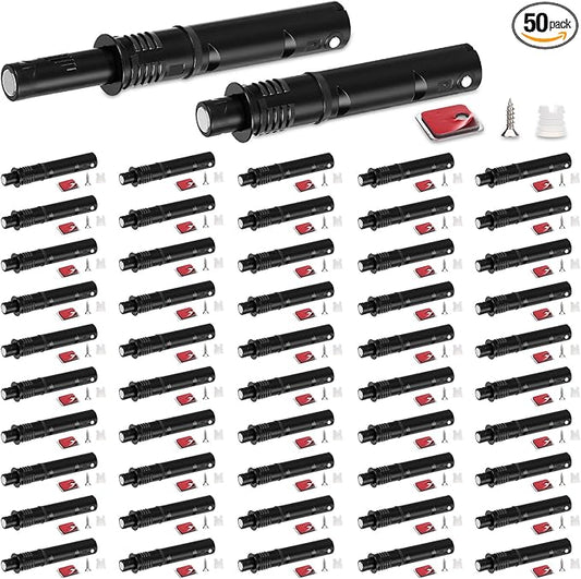 Lounsweer 50 Pack Magnetic Push Latches for Cabinet Door 2.87 Inches Short Push to Open Cabinet Hardware Pop up Lock Magnetic Latch for Closet Cupboard Wine Rack Dresser Drawer Sliding Door (Black)
