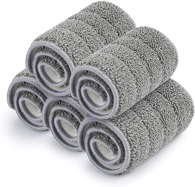 Bulletproof Microfiber Mop Replacement Heads - 5 Pack Washable Pads for Floor Cleaning Compatible with Tethys,Joy Moop & Most 11” - 13” Flat Squeeze Mops for Wet/Dry Mopping, Sanitizing, Scrubbing