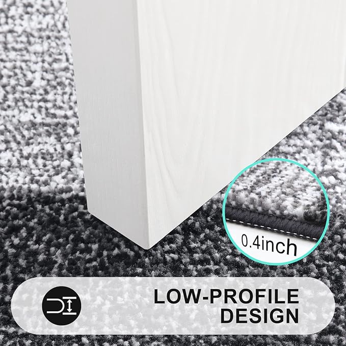 Kitinjoy Indoor Outdoor Door Mat, 47x24 Non-Slip Absorbent Dirt Trapper, Low-Profile Washable Inside Entrance Front Floor Mat, Sturdy Soft Entry Doormats for Entryway, Black