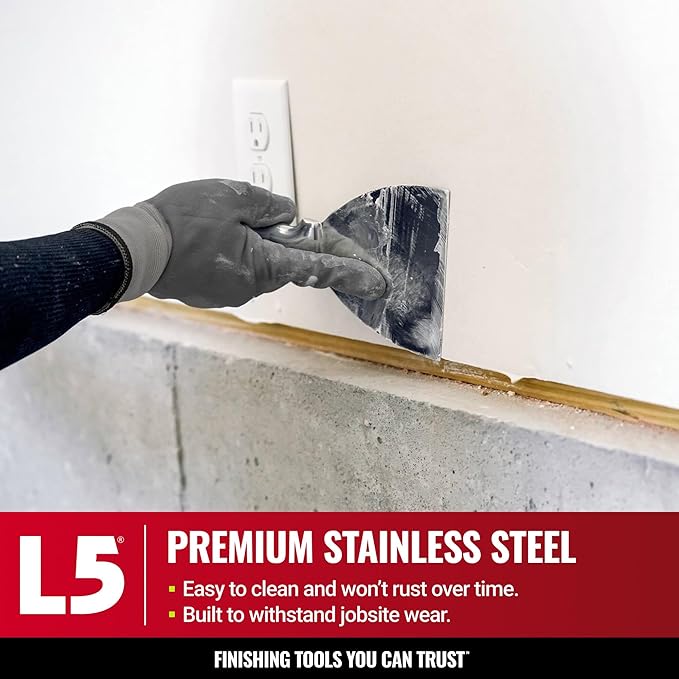 10" All Stainless Steel Joint Knife - LEVEL5 | Professional Grade Putty Blade, Premium Polished All-Metal, Precision Ground Edge, Ergonomic, Corrosion Resistant | 5-410