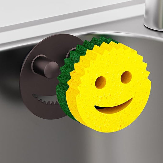 Sponge Holder for Kitchen Sink,Sink Caddy Organizer with Suction Cup Installation for Kitchen/Bathroom, Self Draining,Sponge Caddy for Holding Smiley Sponges-Bronze