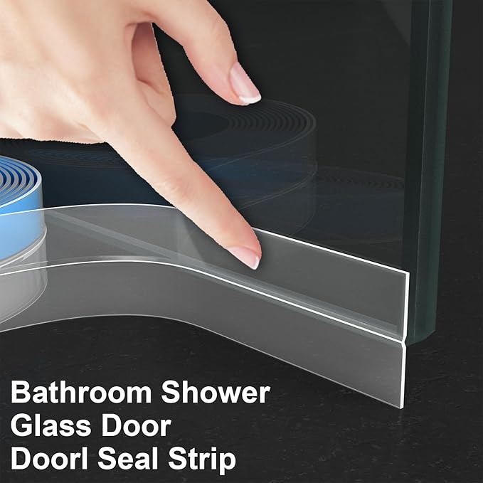 Weather Stripping Door Seal, Silicone Strip for Frame and Gaps Draft Stopper,Glass Shower Door Sweep, Clear, 20 Feet x 1 Inch
