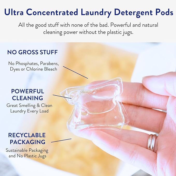 The Clean People Laundry Detergent Pods - Recyclable Packaging, Hypoallergenic, Stain Fighting - Ultra Concentrated, Laundry Soap -Baby (Unscented), 192 Pack