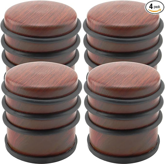 KINJOEK 4 PCS 1KG Heavy Duty No Drill Door Stopper, Stainless Steel Door Stop, Surrounded with Protective Rubber Bands Anti-Slip Door Wedge for Office, Home, Garage, Laundry Door, Brown Te