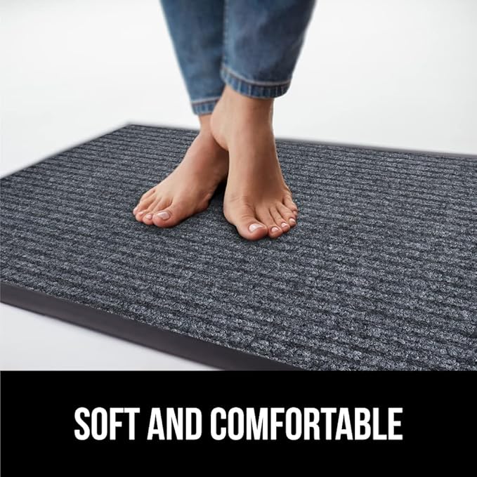 GORILLA GRIP Traffic Guard Door Mat, 72x48, Heavy Duty Welcome Mats, Commercial Office Space Doormat, Waterproof, Fade Resistant, Strong Rubber Backing, Low Profile, Shoe and Boot Scraper, Gray