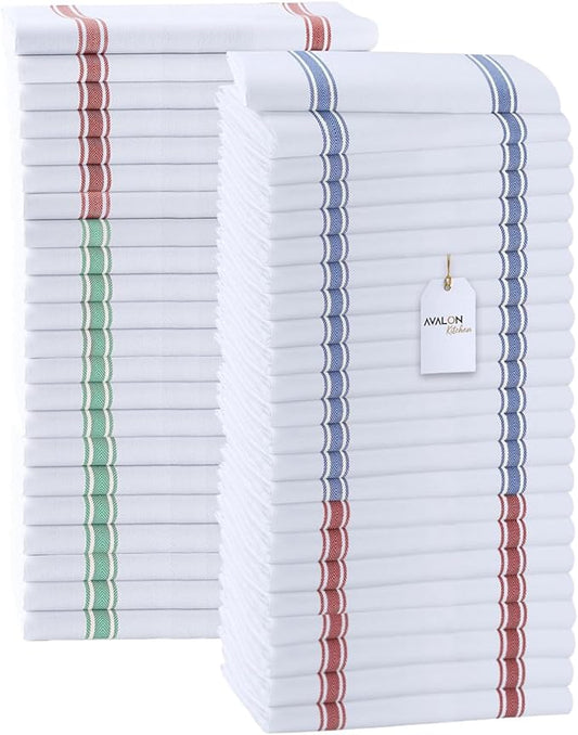 Dish Towels Set (Value Pack of 45) Size 15x25 Inch, 100% Cotton Soft & Absorbent Linen Kitchen Towels, Tea Towels, Reusable Cleaning Cloths for Household Cleaning (Multi)