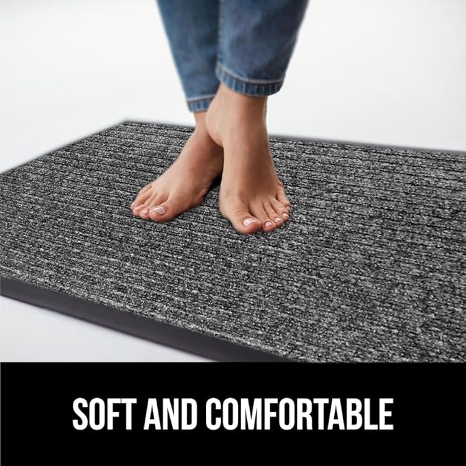 GORILLA GRIP Traffic Guard Door Mat, Heavy Duty Welcome Mats, Commercial Office Space Doormat, Waterproof, Fade Resistant, Strong Rubber Backing, Low Profile, Shoe and Boot Scraper, 29x17, Light Gray