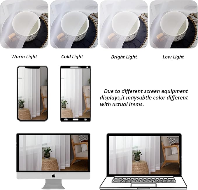 Chyhomenyc Sheer White Valances for Windows 2 Pack, Small Window Curtains for Living Room Bathroom Cafe Laundry Basement, Modern Top Dual Rod Pocket Voile Curtain, 42W x 18L inches, White