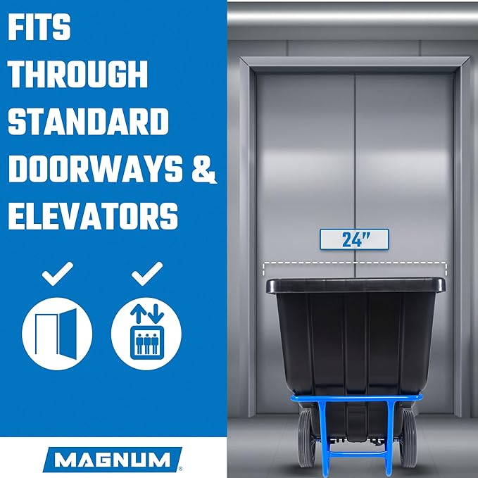 Tilt Truck, 1/2 Cu. Yd. Capacity Dump Cart with Non-Marking 12” Wheels & 5” Casters & Forklift-able Frame for Jobsites, 850 lbs, Trash Cart with Wheels DUC12T-F-NM-02PK (2-Pack)
