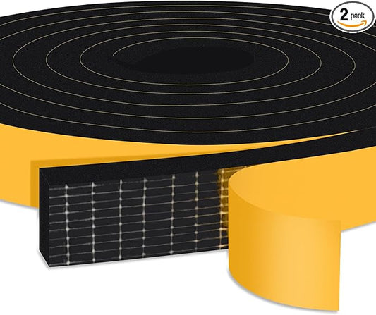 Weather Stripping Soundproof 1 in x 1/2 in, Weatherproof Foam Insulation Tapes, High Density Weatherstrip Seal Strips for Sliding Door Window, 2 Rolls Total 20Ft
