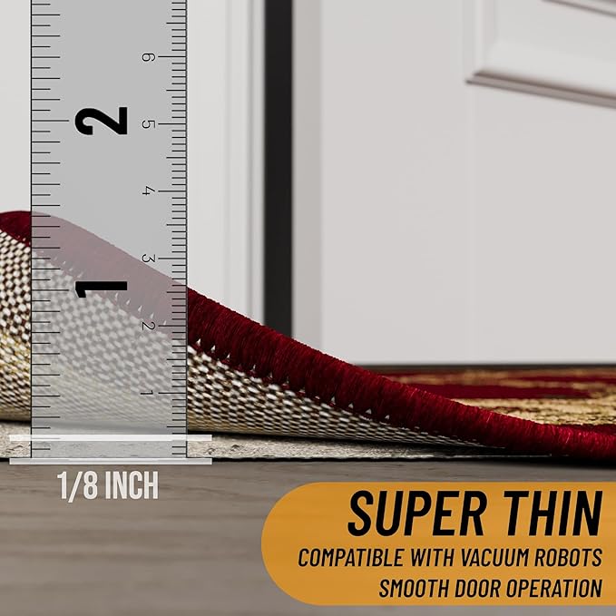 Ottomanson 6' x 7'8" Non-Slip Rug Pad Gripper 1/12 Inch Ultra Thin Dual Surface Felt + Rubber Gripper - Safe for All Floors, Cream