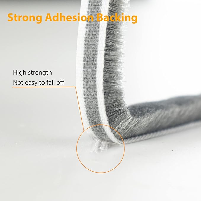39.4FT Brush Weather Stripping, Neat Pile Self Adhesive Seal Strip for Windows and Door, Weatherstrip for Soundproofing, Windproof, Dustproof, Stronger Stickiness, 0.35'' Wide x 0.35'' Thick, White
