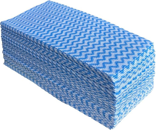 Disposable Cleaning Cloths Multi-Purpose Heavy Duty Disposable Dish Cloth Dish Rags for Kitchen, 7.87 x 15.75 inches -50 Counts/Pack,Blue