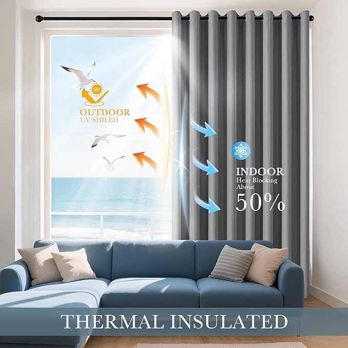 PONY DANCE Sliver Grey Blackout Curtains 42x60 Inches for Bedroom - 2 Panels Room Darkening Curtains with Soundproof and Thermal Features, Grommet Window Drapes Ideal for Living Room