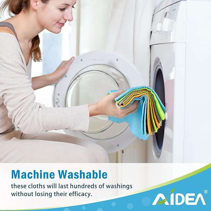 AIDEA Microfiber Glass Cleaning Cloth, 8PK, Premium Microfiber Glass and Window Cleaner, Lint Free Quickly Clean Windows, Glasses, Windshields, Mirrors, Stainless Steel, 12"x12"
