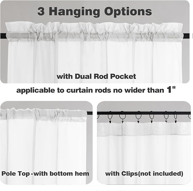 Chyhomenyc White Sheer Curtains 84 Inches Long 2 Panels Set - Light Filtering White Curtains for Living Room, Soft Gentle Voile Rod Pocket Bedroom Window Drapes, 42Wx84L Inch, 2PCS
