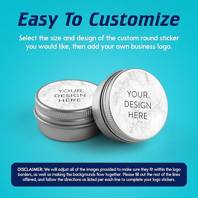 100 Custom Vinyl Stickers - Upload Your own Image, Text, Design, Logo - Personalized Logo Labels for Handmade, Packaging, Bottle, Jars, Candle, Brand Stickers (Silver Marble, 6x6)