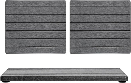 3 Pack Diatomite Stone Sink Tray, Water Absorbing Mat for Kitchen & Bathroom Counter, Quick Dry Soap Dish Makeup Vanity Caddy,Sponge Holder Organizer, Dark Gray 2pcs of 8"x 3.8" and 1pc of 3.8"x 3.8"
