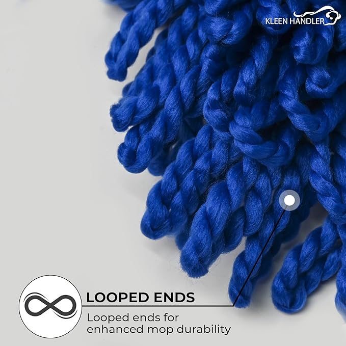 KLEEN HANDLER 18 Inch Microfiber Dust Mop Bulk Pack of 12, Large Washable Commercial Mop Head Replacement, Sweeper, Janitorial Supplies, Blue