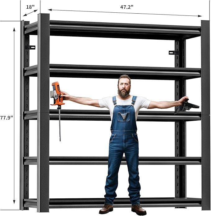 78" H 47.2" Wide 2Pieces Garage Shelving,Thickened Heavy Duty Metal Shelving Adjustable Shelves,Garage Storage Shelves,Shelving Rack Industrial Shelving Tool Shelf for Basement Metro