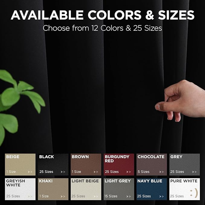 Joydeco Blackout Door Curtain for Doorway Privacy 108 Inches Long, Grommet Closet Curtain for Open Closet, Room Divider for Bedroom Living Room (Black, 52Wx108L, 1 Panel)