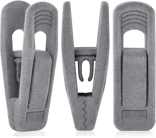 Grey Hanger Clips for Velvet Hangers - 40 PCS Gray Nonslip Velvet Hanger Clips, Skirt Hanger Flocking Clips Fit for Slim Velvet Hangers