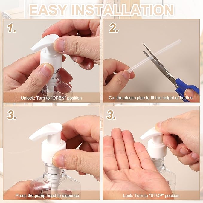 uxcell 6 Pcs Soap Dispenser Pump Heads Soap Dispensers Top Pumps Replacement Switch Pumphead for Standard 24/423 Neck Size Lotion Shampoo Bottle, White