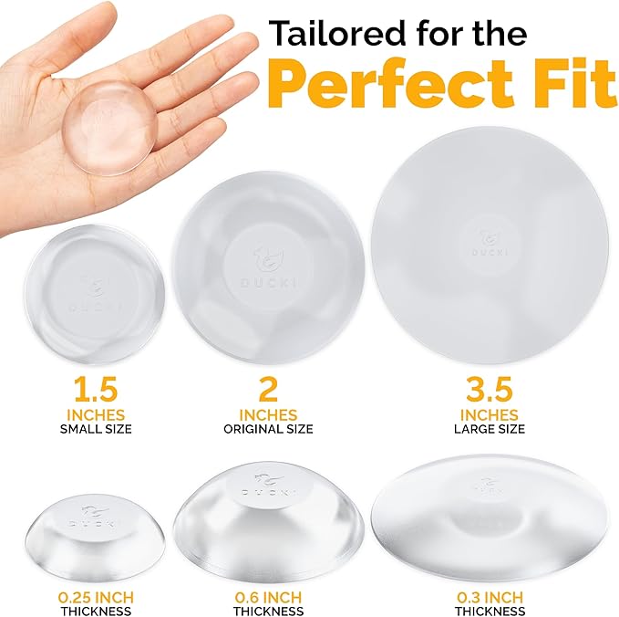 Ducki Door Stop Wall Protector | Self Adhesive Door Knob Wall Protectors from Door Knobs | Rubber Door Stoppers for Wall Damage & Noise | Durable, Shock Absorbent & Discreet | 8 Pack Clear Door Stops
