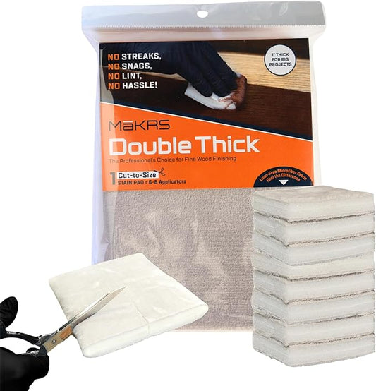MāKRS Double Thick Stain Pad, Cut-to-Size Staining Pads, 1-Pack, Lint, Snag, Streak-Free Applicator, Micro Brush Material, Wood Stains and Oil Based Finishes, Easy to Use with Consistent Application