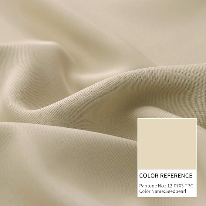 BGment Rod Pocket Blackout Curtains 54 Inches Length for Bedroom - Thermal Insulated Room Darkening Window Drapes for Living Room Kitchen, 42 x 54 Inch, 2 Panels, Beige