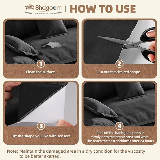 Suede Repair Patch, 17X158 Inch Fabric Large Repair Tape, Self-Adhesive Patches for Furniture, Sofa, Car Interior, Shoes, Hand Bag, Clothing (Grey, 17X158 Inch)