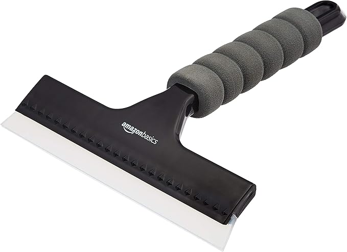 Amazon Basics Window Squeegee with Handle for Car Windows, Glass, Mirror, Black