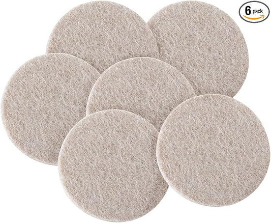 SoftTouch Heavy-Duty Felt Furniture Pads – 2" Round Self-Adhesive Floor Protectors for Hardwood, Tile & Laminate – Scratch-Resistant, Linen, 6 Pack