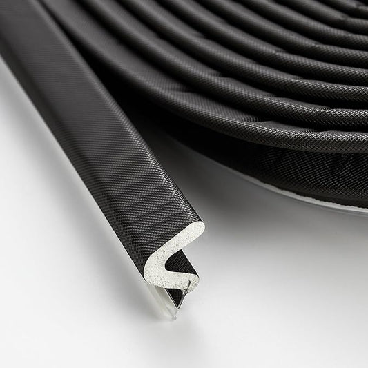 Weather Stripping Door Seal Strip - Soundproof Q-Shaped Foam for Exterior Door Frame, Large Gap Seal, Noise Cancelling, Easy to Install (Black, 21FT)