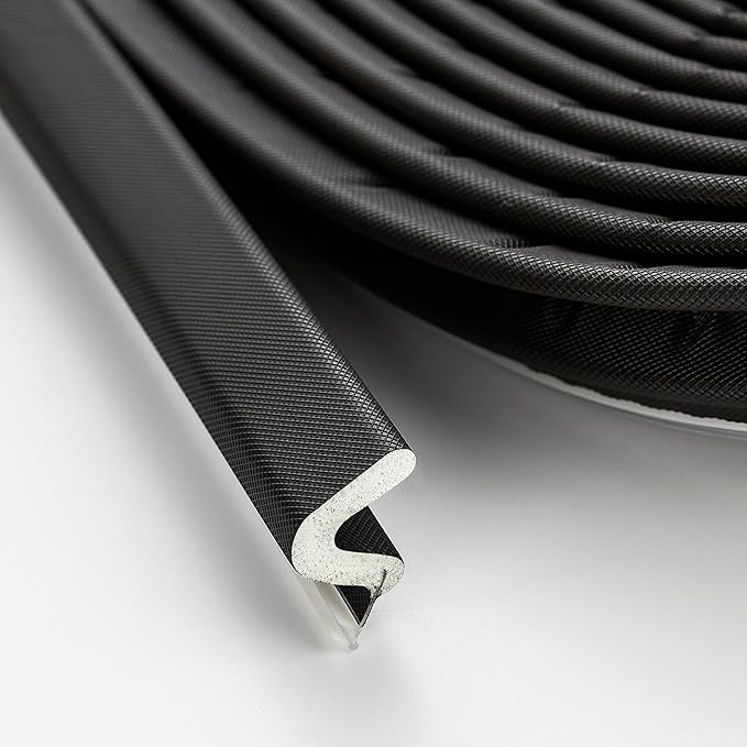 Ravinte Weather Stripping Door Seal Strip Soundproof "Q" Foam Weather Stripping for Door Frame, Exterior Door Weather Stripping for Large Gap, Easy to Install（Black, 28FT)