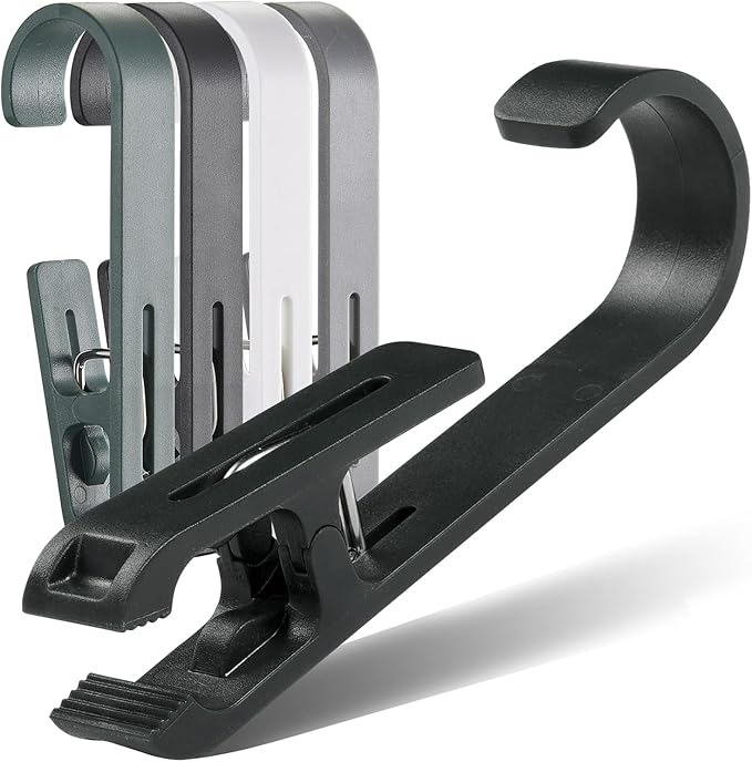 Large Clothes Pins Towel Clips, 8 Pcs Multipurpose Clothes Pins Hook, Strong Plastic Clothes Hanger. S Hook for Shower Curtain Laundry Clothes pins