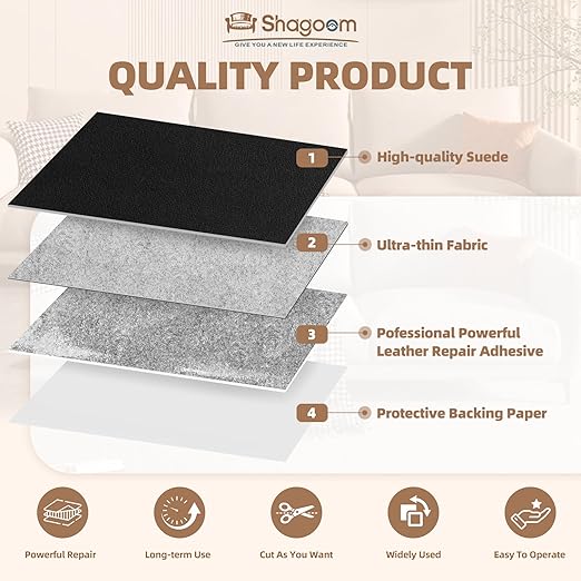 Suede Repair Patch, Large Fabric Repair Tape, Self-Adhesive Patches for Furniture, Couch, Sofa, Car Interior, Shoes, Hand Bag, Clothing (Dark Grey, 3.5X79 Inch)
