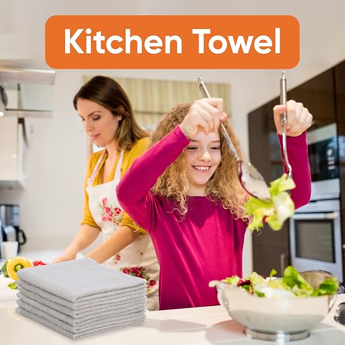 Superio Cotton Terry Washcloths Grey Towels 100% Cotton Cleaning Cloth 16" Rags Wash Clothes for Body and Face, Spa Towels, Multi Purpose (6, 12"x12")