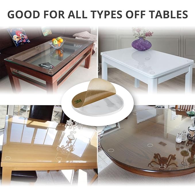 X-Protector Glass Table Top Bumpers - 20 PCS 1.2"- Self-Adhesive Glass Table Top Anti Slip Pads - Clear Rubber Glass Table Top Grippers - Glass Table Protector to Keep Glass Table Top from Sliding!