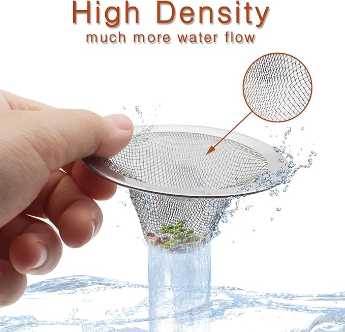 4pcs Heavy Duty Stainless Steel Kitchen Sink Strainer, 2.75" Top / 1" Mesh Metal Sink Strainer,Perfect for Kitchen Sink/Bathroom Bathtub Wash basin Floor drain balcony Drain Hole, Utility