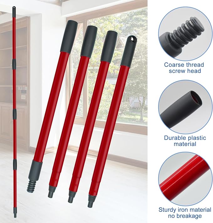Spin Mop Replace Head, Base, Scrubber, Mop Handle for OCedar RinseClean 2-Tank System, Include 2 Microfiber Mop Refills, 1 Mop Handle, 1 Base and 1 Scrub Brush for Dry Wet Use Floor Deep Cleaning
