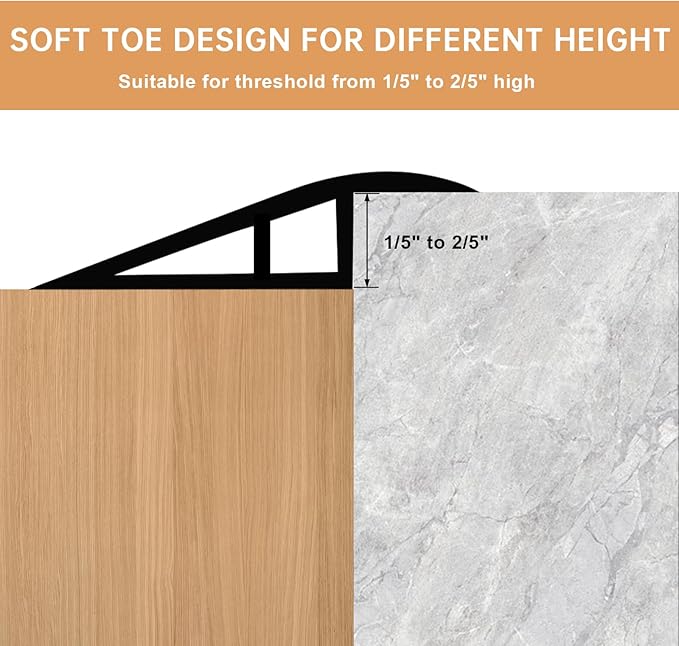 Vinyl Door Threshold Flooring Transition Strip Self Adhesive Carpet Edging Strip for Laminate Doorway Edge Threshold from 1/5" to 2/5" (Grayish Brown Wood Grain, 10 Ft)