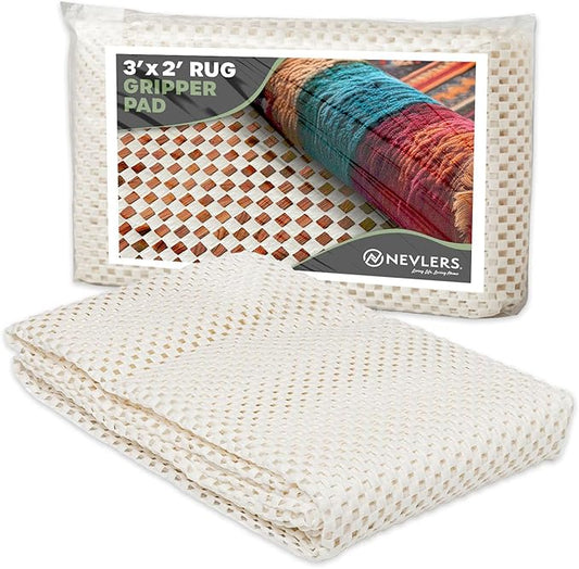 Nevlers 2 Ft x 3 Ft Rug Gripper Pad | Non Slip Rug Pads for Hardwood Floors & Other Surfaces | Open Weave PVC Foam Carpet Gripper Non Skid Pads | Customizable Nonadhesive Carpet Pad for Household Use