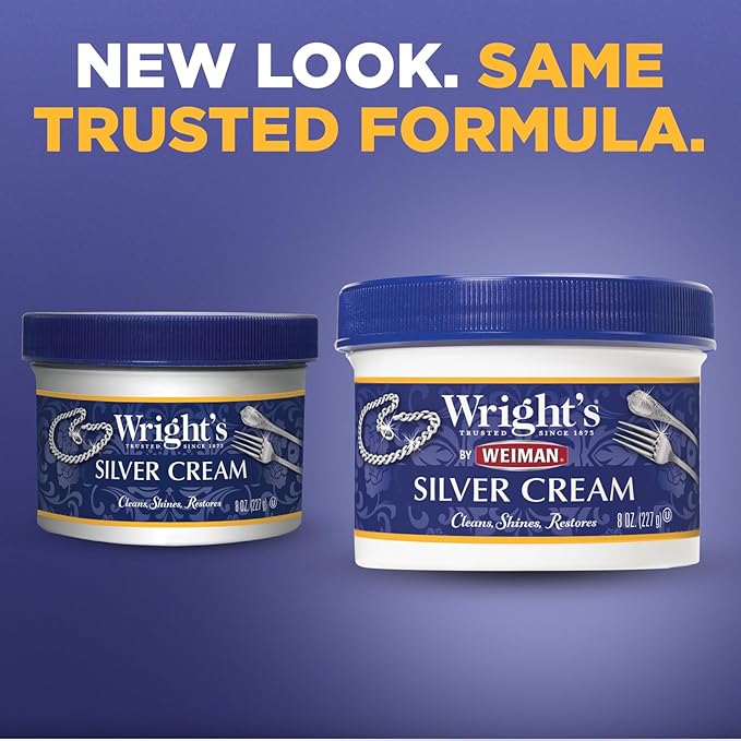 Wright's Silver Cleaner and Polish Cream - 6 Pack - 8 Ounce - Ammonia-Free - Gently Clean and Remove Tarnish without Scratching