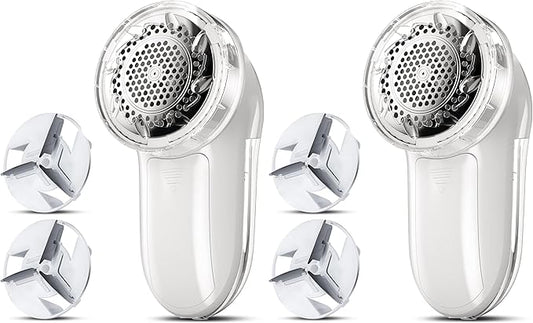 Bymore Fabric Shaver, Lint Remover, Lint Shaver Defuzzer Sweater Shaver for Clothes and Furniture with AC Adapter Pill Fuzz Remover-White (Pack of 2)