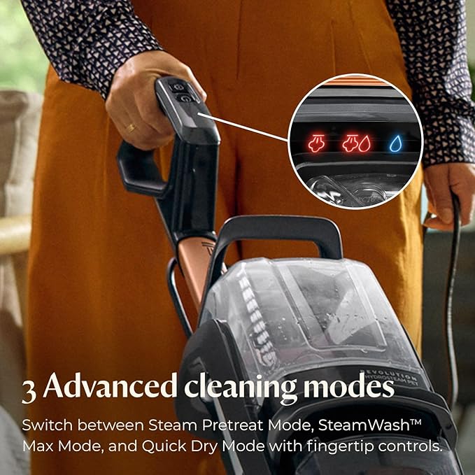 BISSELL Revolution HydroSteam Pet Carpet Cleaner, Upright Deep Cleaner, HydroSteam Technology, 2-in-1 Pet Upholstery Tool & Formulas Included, 3432