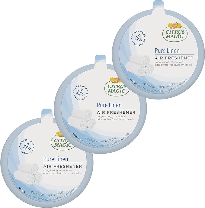 Citrus Magic Odor Absorbing Solid Air Freshener, Pure Linen, 8-Ounce, Pack of 3