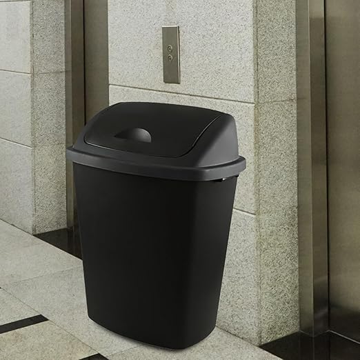 18 Gallon Large Plastic Kitchen Trash Can with Swing Lid, 4 Pack Tall Kitchen Garbage Can with Lid, Black