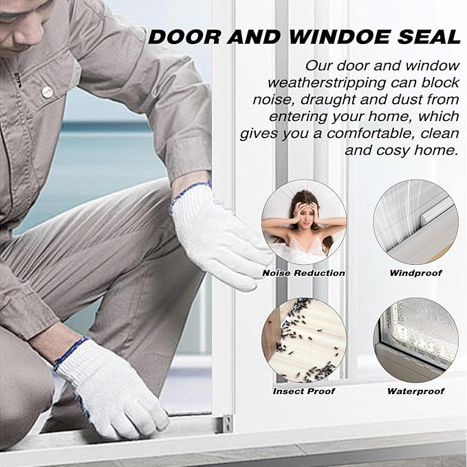 3Pcs×196" Wedge Weather Stripping Door Seal Strip for Door Frame & Window,Self Adhesive Window Insulation Draft Stopper Seal for Winter,Gray Foam Door Gap Filler for Soundproofing Light Blocker,Black